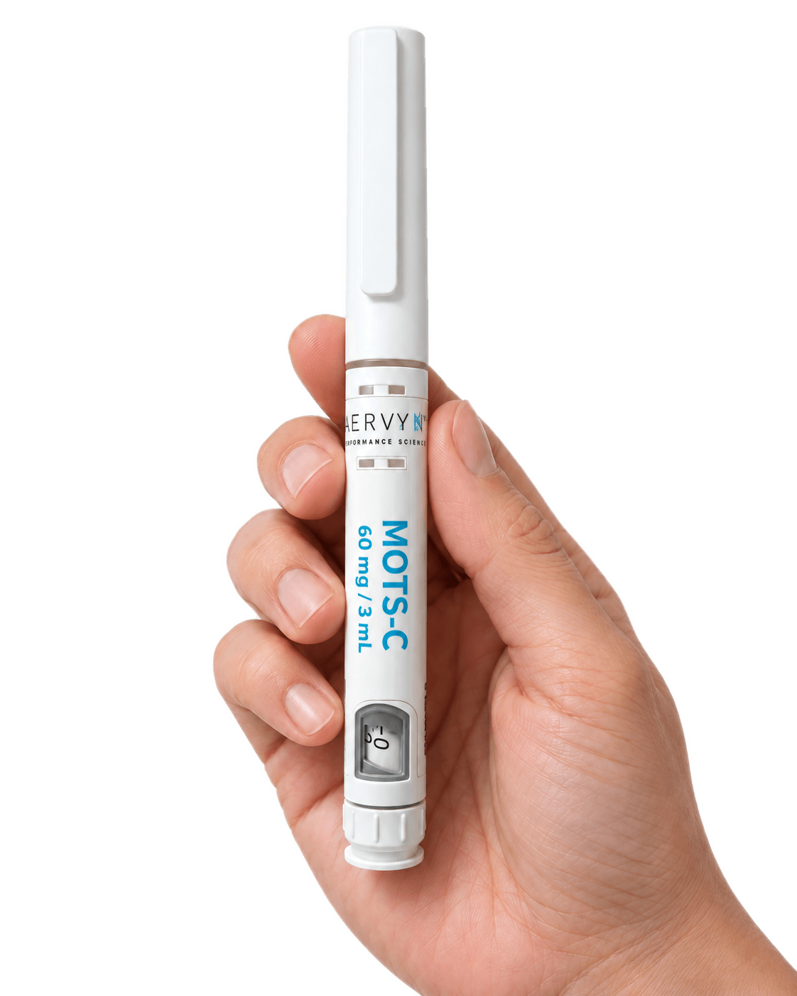 MOTS-C pen held in hand